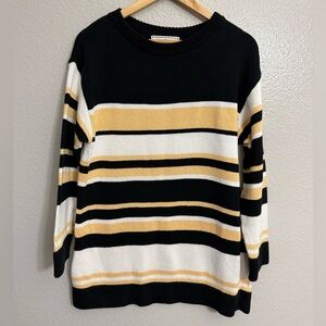 St. John Sport by Marie Gray Black, White, and Yellow Striped Sweater
